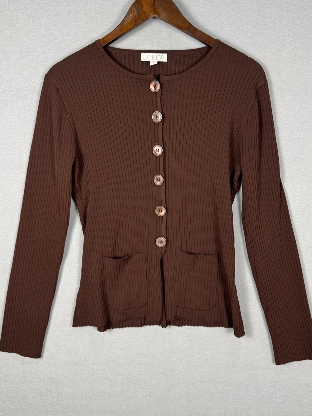 J.Crew Super-Stretch Ribbed Cardigan French Press Brown M